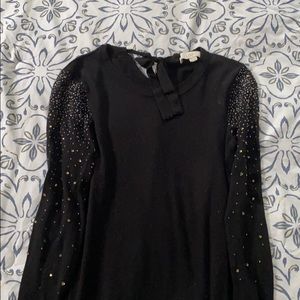 Loft beaded sleeve black sweater with bow size SP